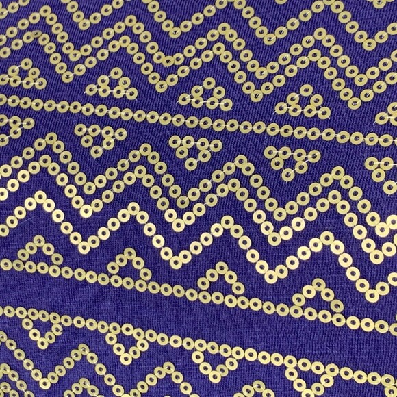J Crew Geometric Gold Sequin Tee Shirt Women Small Purple - Picture 4 of 9